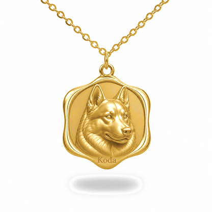 Soulyshine Husky Precious Paw personalized pet photo necklace - 18K Gold Vermeil front