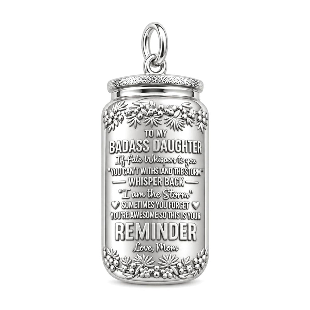 I Am The Storm Charm Bracelet – Personalized Daughter Gift – silver plated 3 cm charm, front view
