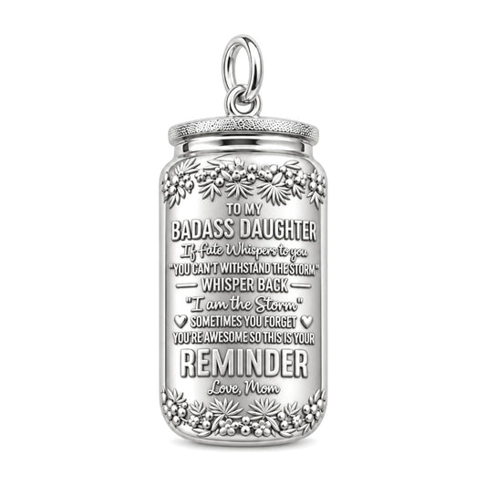 I Am The Storm Charm Bracelet – Personalized Daughter Gift – silver plated 3 cm charm, front view