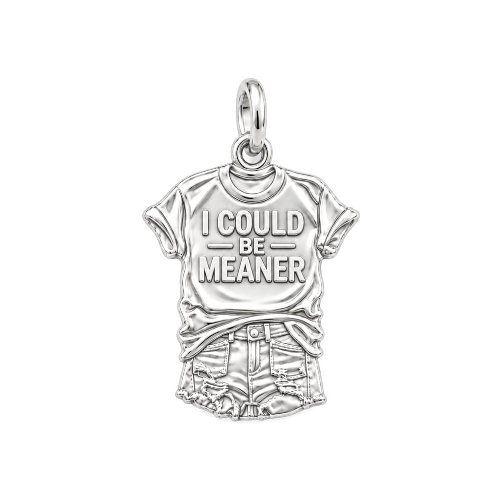 I Could Be Meaner Charm Bracelet – Personalized Bestie Gift – silver charm, front view