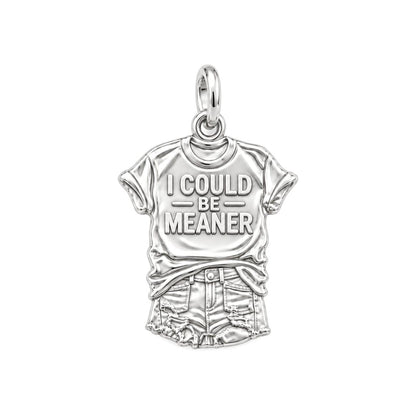 I Could Be Meaner Charm Bracelet – Personalized Bestie Gift – silver charm, front view