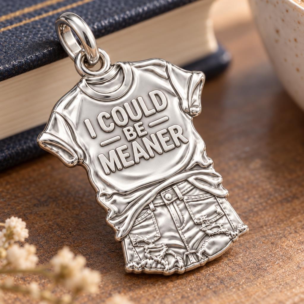 I Could Be Meaner Charm Bracelet – Personalized Bestie Gift – macro detail of the charm