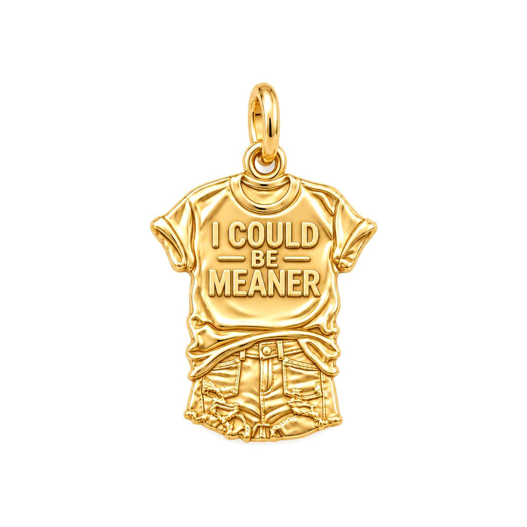 I Could Be Meaner Charm Bracelet – Personalized Bestie Gift – 18K gold charm, front view