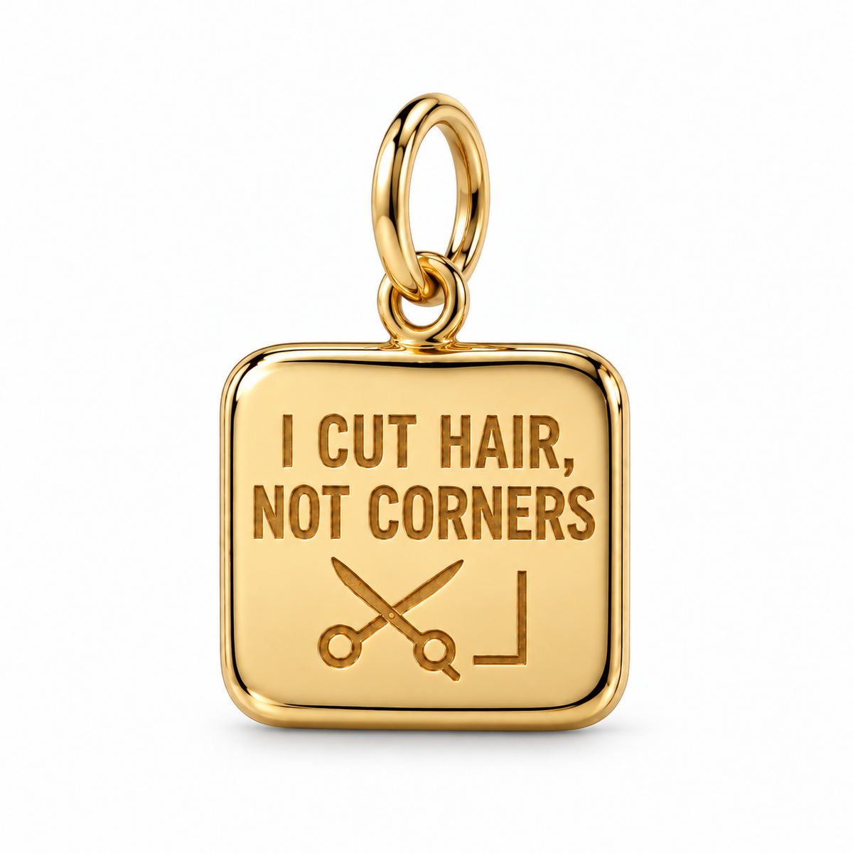 I Cut Hair, Not Corners Dangle Charm | Gold | sha256:ece8330311c22ba017516839af7a027e2de2e5c02fec4cf2099d430403fa69c8