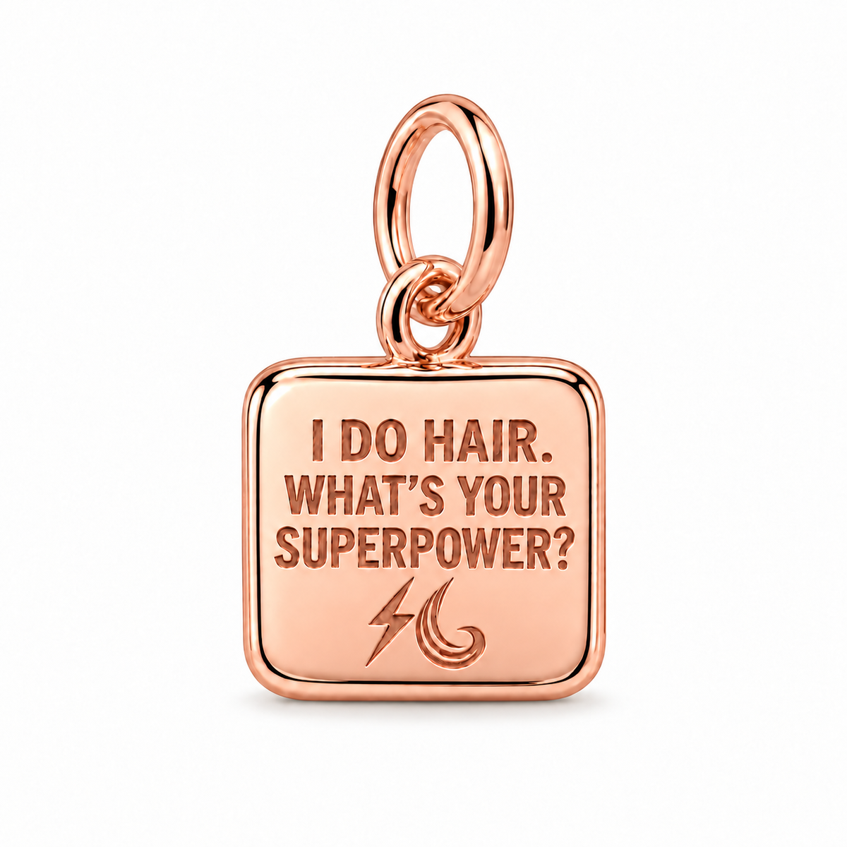 I Do Hair. What's Your Superpower? Dangle Charm | Rose Gold | sha256:f44f780d5c246bc83539a0b8e4dd0f64578beb978c15be38c92b48995907146e