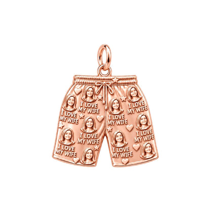 I Love My Wife Charm Bracelet – Personalized Husband Gift – rose gold 2 cm charm, front view