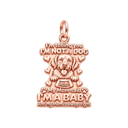 I'm A Baby Pet Charm Bracelet – Personalized Dog Mom Gift – rose gold 3 cm charm, front view