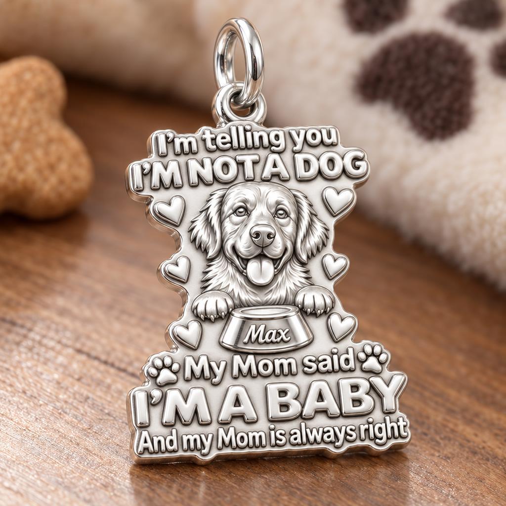 I'm A Baby Pet Charm Bracelet – Personalized Dog Mom Gift – macro detail of the charm
