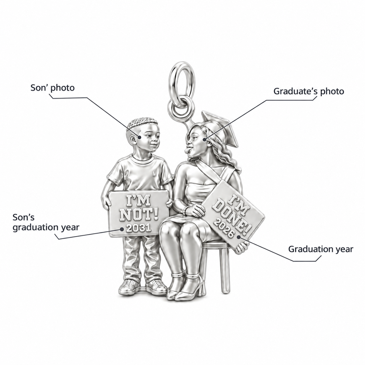 I'm Done I'm Not Graduation Charm Bracelet – Personalized Mom Gift – personalization guide