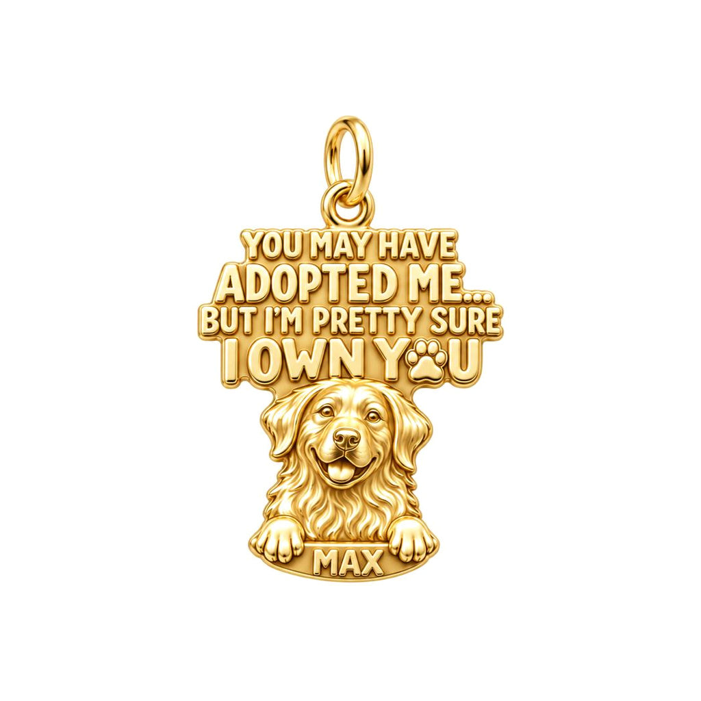 I Own You Charm Bracelet – Personalized Dog Mom Gift – 18K gold plated 2 cm charm, front view