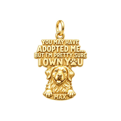 I Own You Charm Bracelet – Personalized Dog Mom Gift – 18K gold plated 2 cm charm, front view