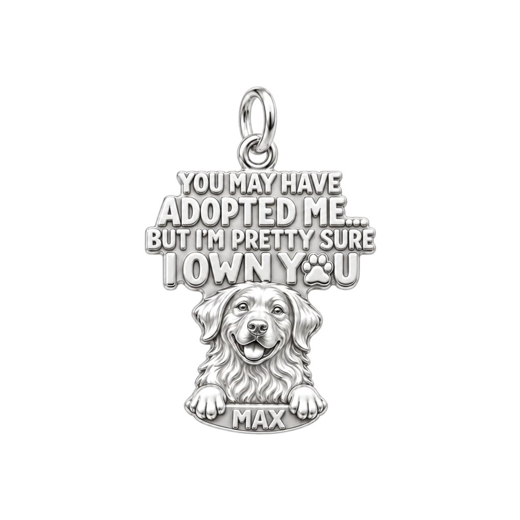I Own You Charm Bracelet – Personalized Dog Mom Gift – silver plated 2 cm charm, front view