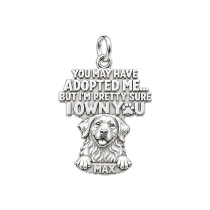 I Own You Charm Bracelet – Personalized Dog Mom Gift – silver plated 2 cm charm, front view