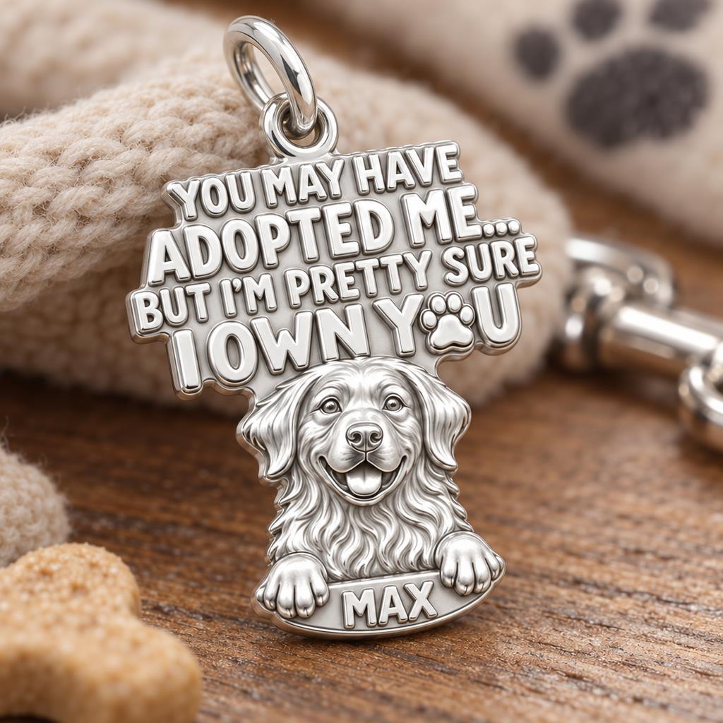 I Own You Charm Bracelet – Personalized Dog Mom Gift – macro detail of the charm