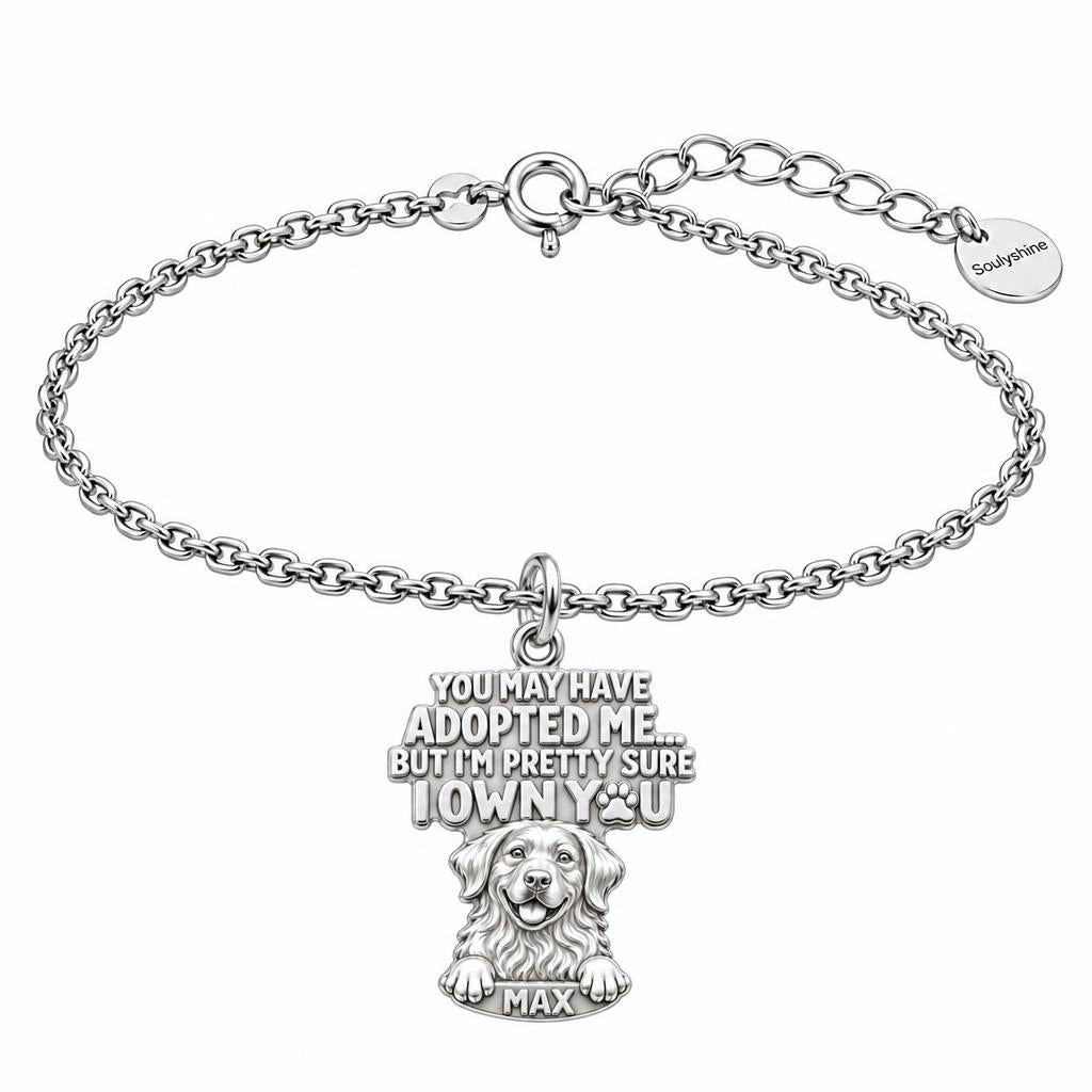 I Own You Dog Charm Bracelet Set – silver, front view