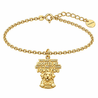 I Own You Dog Charm Bracelet Set – 18K gold, front view