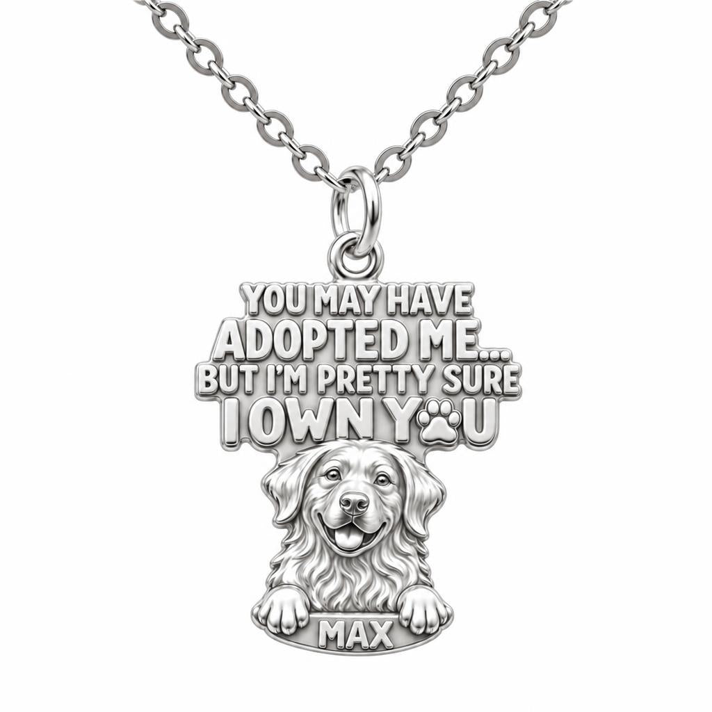 I Own You Dog Charm Necklace Set – silver, front view