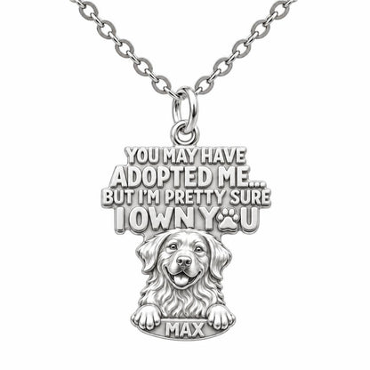 I Own You Dog Charm Necklace Set – silver, front view