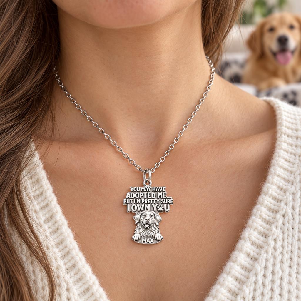 I Own You Dog Charm Necklace Set – worn / in use