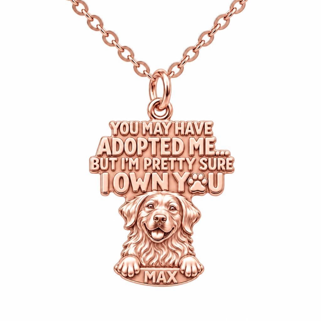 I Own You Dog Charm Necklace Set – rose gold, front view