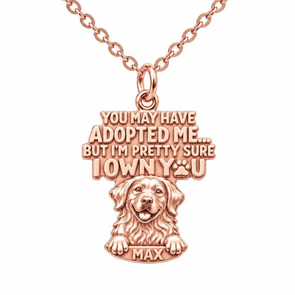 I Own You Dog Charm Necklace Set – rose gold, front view