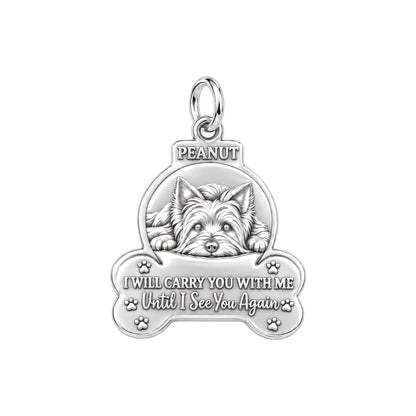 I Will Carry You With Me Charm Bracelet – Personalized Pet Gift – silver plated 2 cm charm, front view