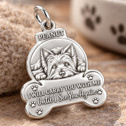 I Will Carry You With Me Charm Bracelet – Personalized Pet Gift – macro detail of the charm