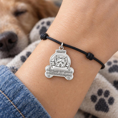 I Will Carry You With Me Charm Bracelet – Personalized Pet Gift – worn on the wrist on a black cord bracelet