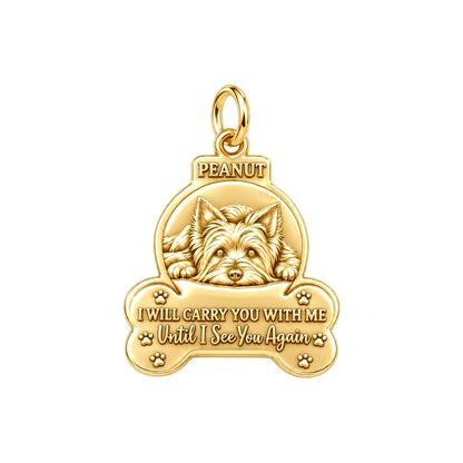I Will Carry You With Me Charm Bracelet – Personalized Pet Gift – 18K gold plated 2 cm charm, front view