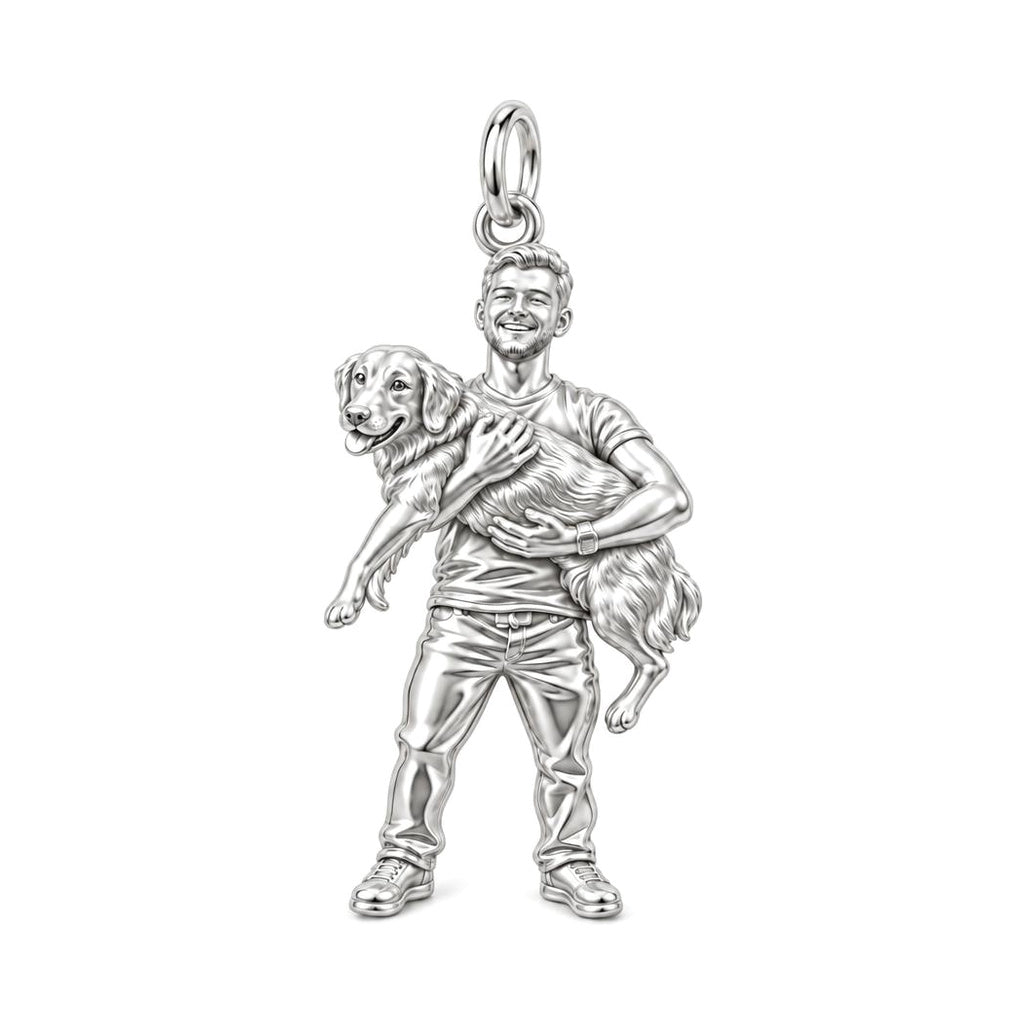 Soulmate Hug Portrait Charm Bracelet – Personalized Dog Mom Gift