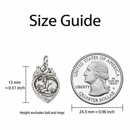 Jack Russell Terrier In My Heart Sleeping Pet Charm — size guide, 13 mm charm next to a quarter