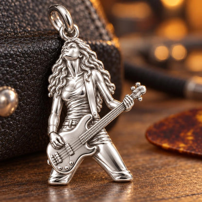 Immersed Bassist Charm Bracelet – Personalized Musician Gift – macro detail of the charm
