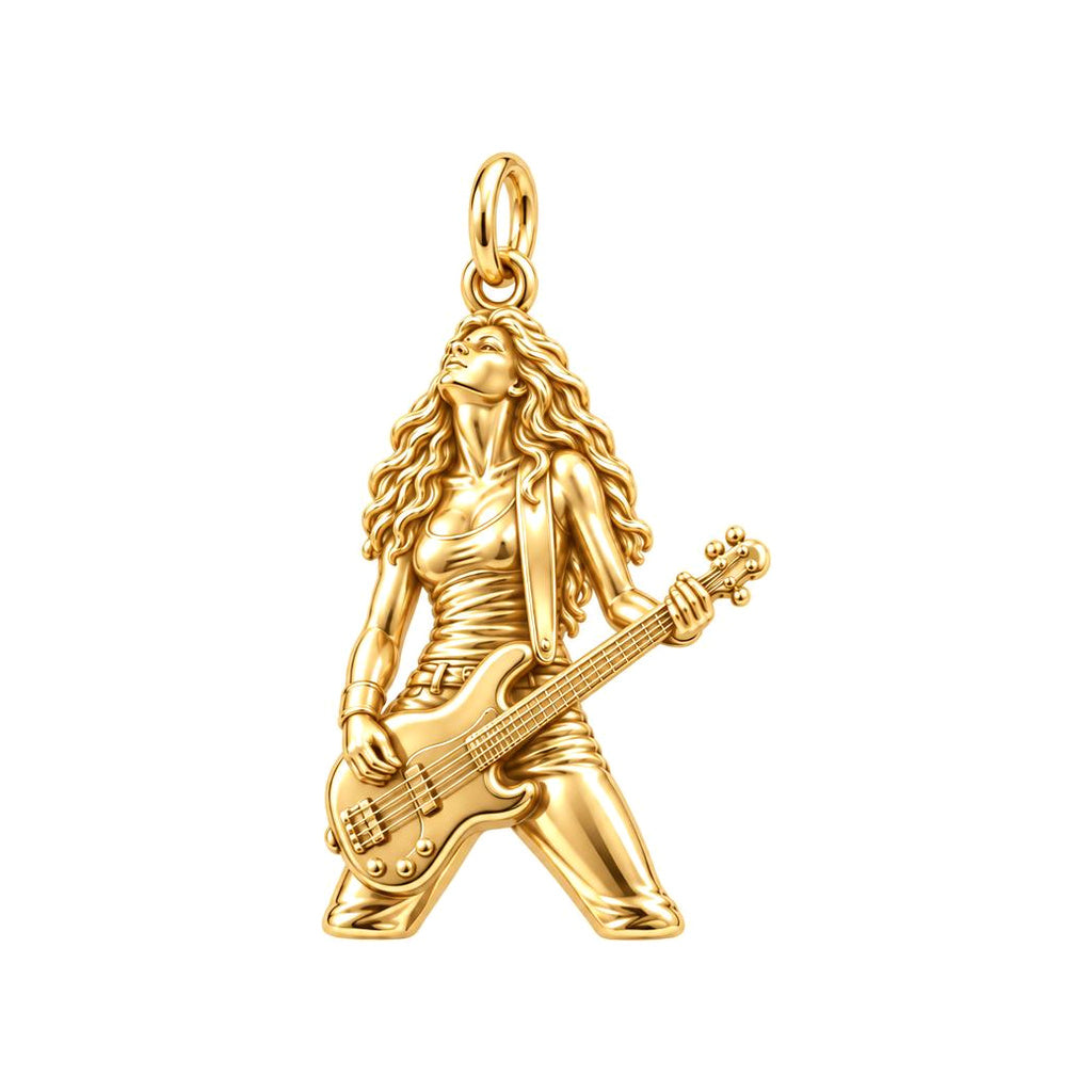 Immersed Bassist Charm Bracelet – Personalized Musician Gift – 18K gold charm, front view