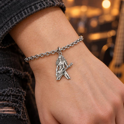 Immersed Bassist Under Amber Lights Charm Bracelet Set – worn / in use