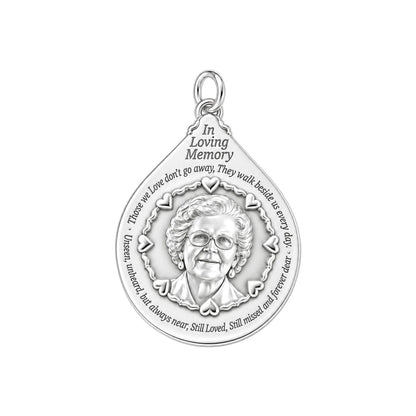 In Loving Memory Portrait Charm Bracelet – Personalized Memorial Gift – silver plated 2 cm charm, front view