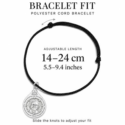 In Loving Memory Portrait Charm Bracelet – Personalized Memorial Gift – adjustable black cord bracelet, 14–24 cm