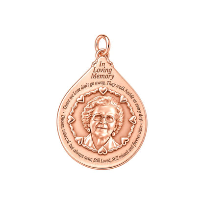 In Loving Memory Portrait Charm Bracelet – Personalized Memorial Gift – rose gold 2 cm charm, front view