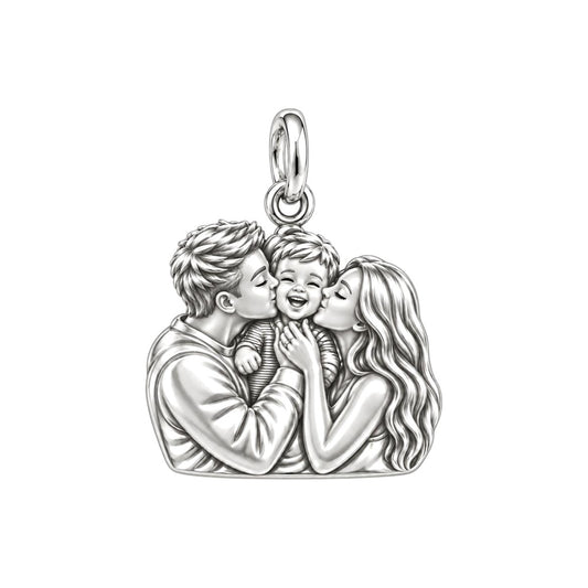 Infinite Love Family Charm Bracelet – Personalized Gift – silver charm, front view