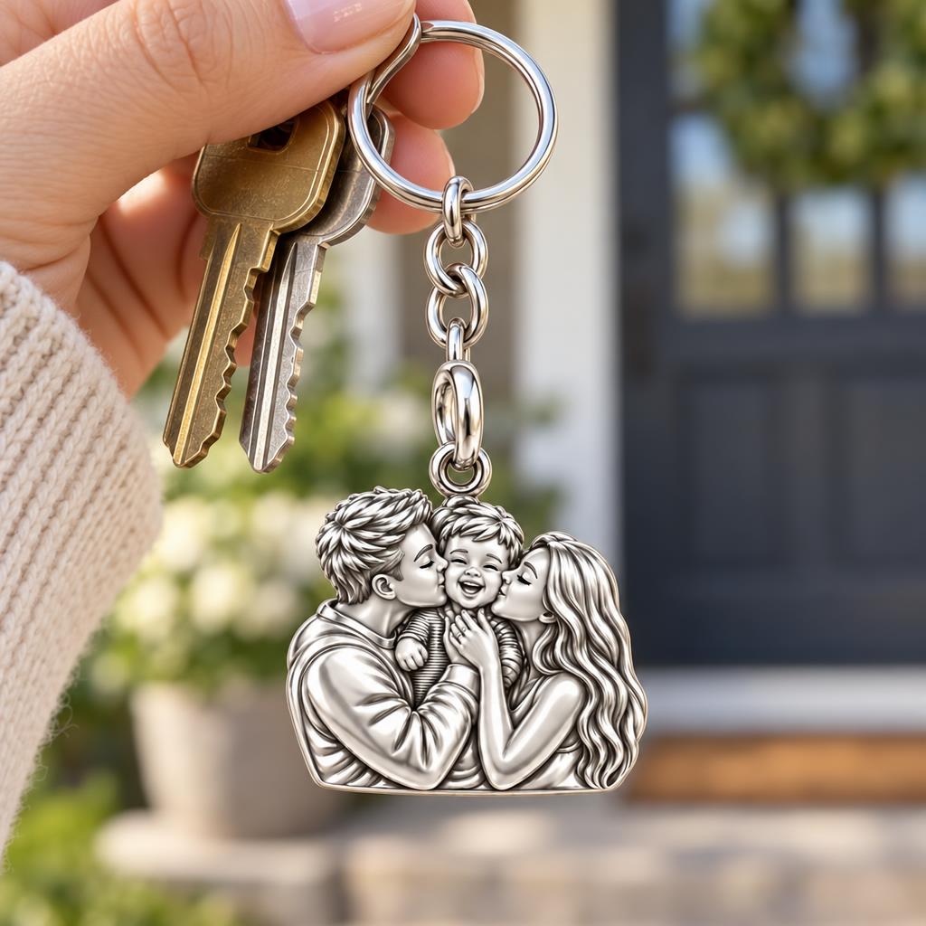 Infinite Love Family Charm Keychain – worn / in use