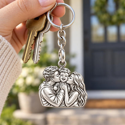 Infinite Love Family Charm Keychain – worn / in use