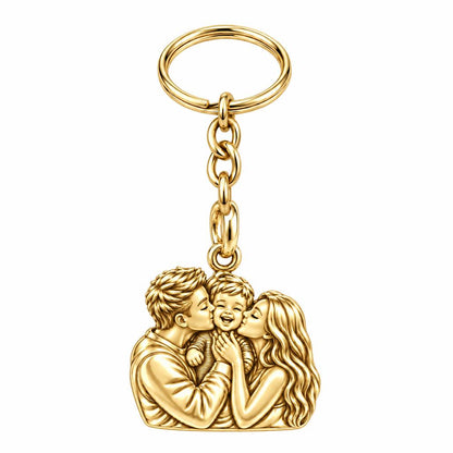 Infinite Love Family Charm Keychain – 18K gold, front view