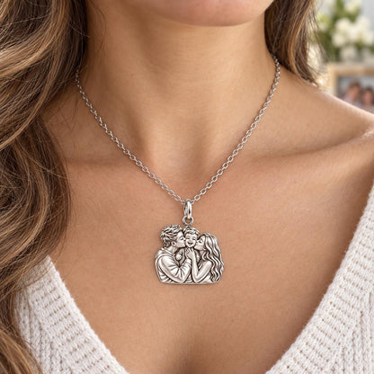 Infinite Love Family Charm Necklace Set – worn / in use