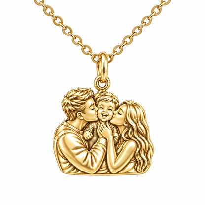 Infinite Love Family Charm Necklace Set – 18K gold, front view