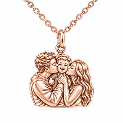 Infinite Love Family Charm Necklace Set – rose gold, front view