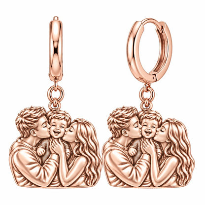Infinite Love Family Huggie Charm Earrings – rose gold, front view