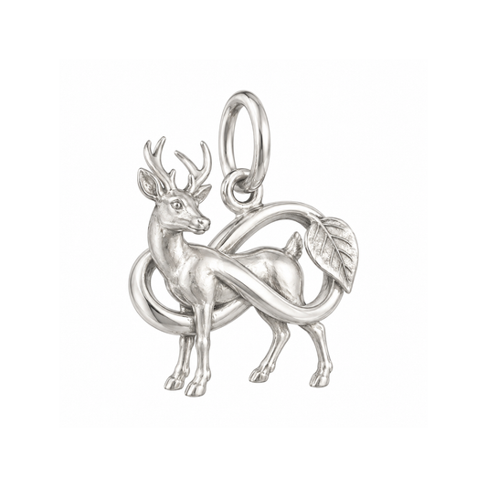 Infinity Knot and Deer Charm — Silver — 50-works-silver-20260916-135