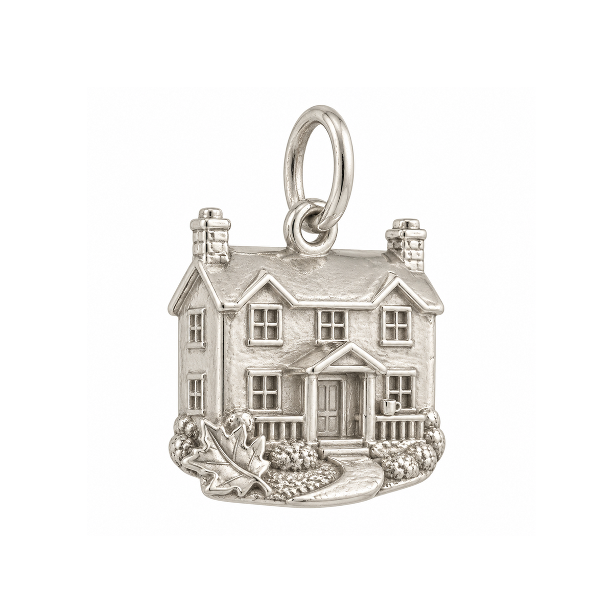 Inn Facade and Autumn Leaf Charm — Silver — 50-works-silver-20260916-8