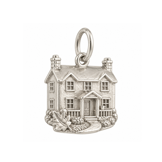 Inn Facade and Autumn Leaf Charm — Silver — 50-works-silver-20260916-8