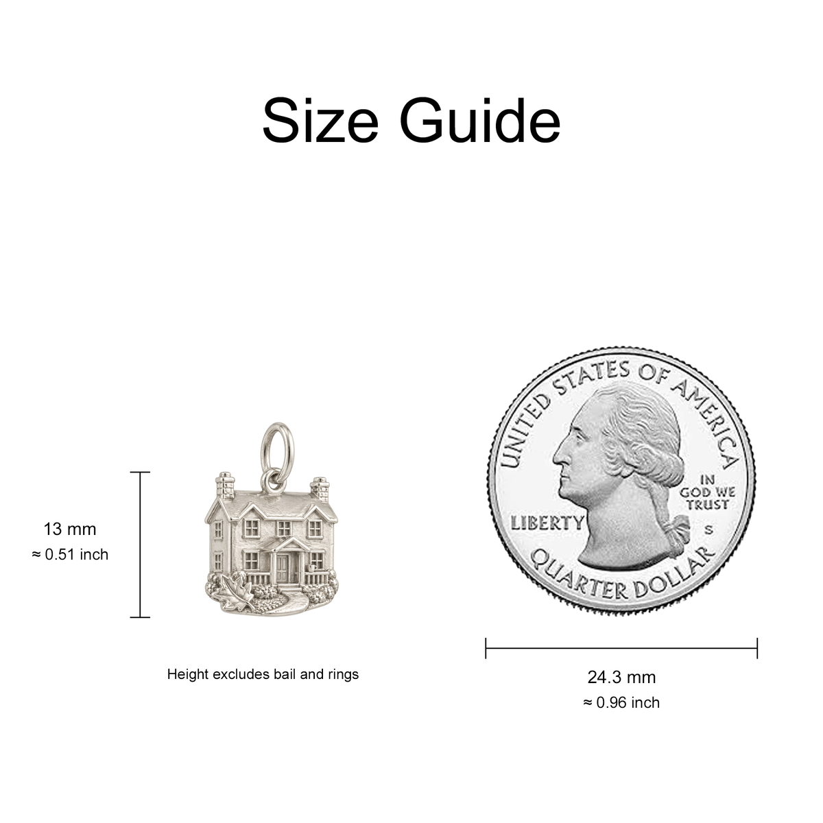Inn Facade and Autumn Leaf Charm — Size Guide — 13 mm body excluding bail and rings — 50-works-silver-20260916-8
