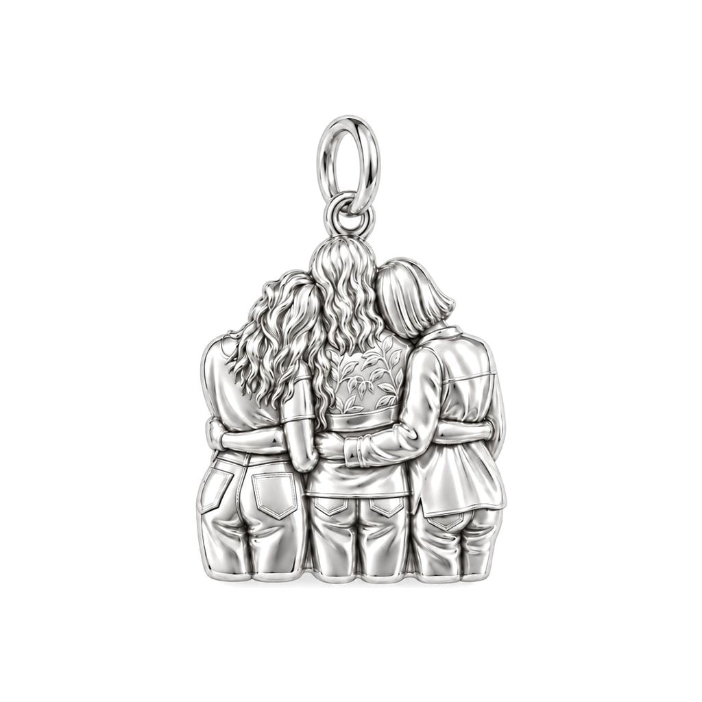Inner Circle Huddle Charm Bracelet – Personalized Bestie Gift – silver charm, front view